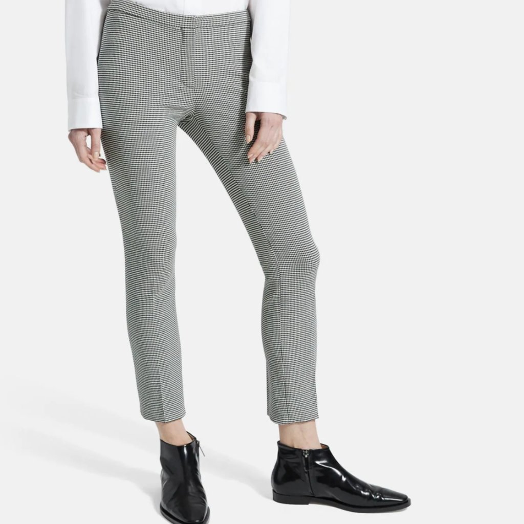 Theory Gingham Classic Black And White Pant S 4